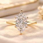 Dutch Marquise Diamond Engagement Ring in Six Claw Prong Cathedral Setting Split Shank