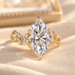 Nature Inspired Marquise Diamond Engagement Ring in Tulip Setting, Leaves and Petal Design Wedding Ring, Handcrafted Ring by Diamond Vishwa