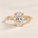 3.50 CT Oval Lab-Grown Diamond Engagement Ring, Marquise and Round Pavé Accents