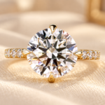 3 CT Round Brilliant Cut Lab Grown Diamond Engagement Ring in Pave Style Compass Setting