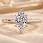 Hidden Halo Marquise Cut Lab Grown Diamond Ring, 10k 14k 18k White Gold Engagement Ring, Solitaire Wedding Ring for Her, Anniversary Gifts