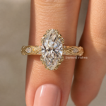 1.5 Carat Marquise Lab Grown Diamond Vintage Filigree Halo Ring