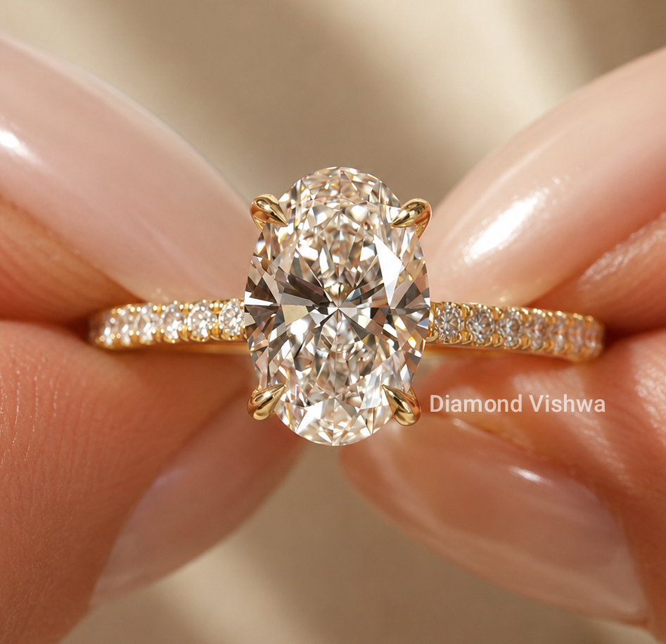 IMG_20260507_102352 2 CT Oval Lab-Grown Diamond Hidden Halo Pavé Engagement Ring - Image 1