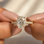 2.5 Carat Oval Lab Grown Diamond Hidden Halo Pavé Engagement Ring