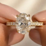 2.5 Carat Oval Lab Grown Diamond Hidden Halo Pavé Engagement Ring