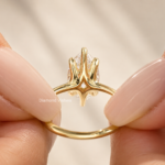 2.5Ct Marquise Lab Grown Diamond Solitaire Engagement Ring, Minimalist Gold Bridal Band