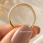 Lab Grown Diamond Wedding Band, Thin Gold Stacking Ring, Half Eternity Bridal Band