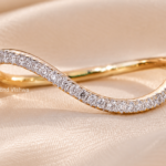 Curved Lab Grown Diamond Wedding Band, Infinity Diamond Ring, Minimalist Curved Stacking Ring, 14K Gold Diamond Band