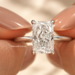3.5 Ct Radiant Lab Grown Diamond Engagement Ring, Hidden Halo, Custom Gold Ring