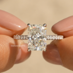 Radiant Lab Grown Diamond Engagement Ring, 2.5 CT Hidden Halo Pavé, Silver or Gold