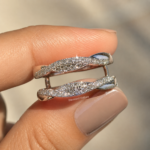 Lab Grown Diamond Open Band Ring, Double Row Diamond Ring, Modern Wrap Ring, Minimalist Wedding Band, 14K Gold Statement Ring