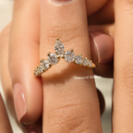 Lab Grown Diamond Wedding Band, Curved Diamond Ring, Chevron Diamond Band, Marquise Diamond Wedding Band, Stacking Ring for Women