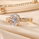 2CT Oval Cut Lab Grown Diamond Engagement Ring, Vintage Milgrain Solitaire Ring, 14K Yellow Gold Promise Ring, Oval Diamond Ring