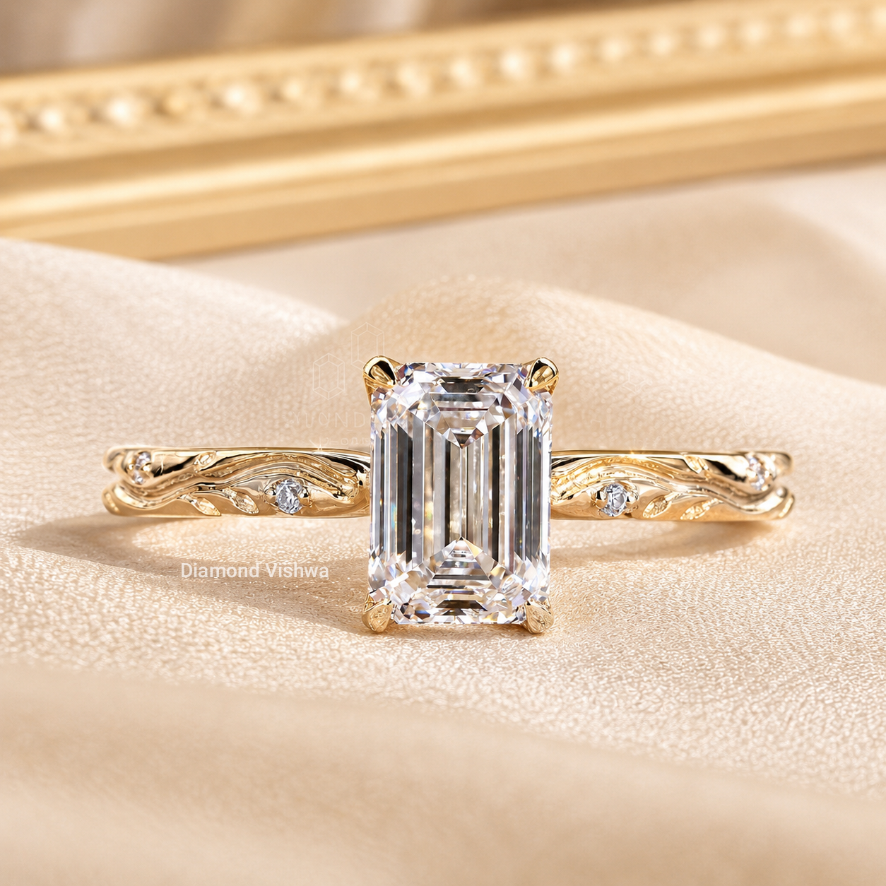 IMG_20260606_130709 2CT Emerald Cut Lab Grown Diamond Engagement Ring, Nature Inspired Gold Ring, IGI Certified Lab Diamond Ring, Solitaire Promise Ring - Image 1