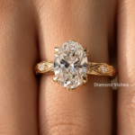 Oval Lab Grown Diamond Engagement Ring, Vintage Rings for Women Set In Floral Petal Basket, Engraved Filigree and Milgrain Proposal Ring