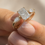 1 CT Radiant Lab Grown Diamond Three-Stone Ring with Marquise Side Stones