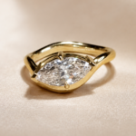 2CT Marquise Lab Grown Diamond Ring, Swirl Bypass Engagement Ring