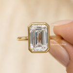 4 CT Emerald Cut Lab Grown Diamond Bezel Ring in 14K Yellow Gold