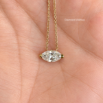 2 Carat Marquise Lab Grown Diamond Necklace – East-West Gold Pendant