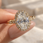 3.5 CT Oval Lab Grown Diamond Engagement Ring, Vintage Halo Ring, 14K Gold