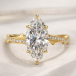 Marquise Lab Grown Diamond Engagement Ring, 2 CT Hidden Halo Pavé Band