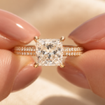 2.5 CT Princess Cut Lab Grown Diamond Engagement Ring with Pavé Band in 14K White Gold
