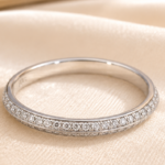 0.25TCW Lab Grown Diamond Double Pave Ring, 10k Yellow Gold Wedding Band