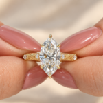 2.5 Ct Marquise Lab Grown Diamond Engagement Ring, Vintage Hidden Halo Gold Ring