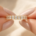 1 CTW Emerald Cut Lab Grown Diamond Bezel-Set Half-Eternity Wedding Band in 14K Yellow Gold