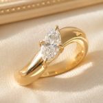 0.5 CT Marquise Lab Grown Diamond Wave Ring in 14K Yellow Gold