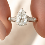 2 CT Pear Lab Grown Diamond Engagement Ring with Filigree Setting in 14K White Gold