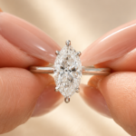 2 CT Marquise Lab Grown Diamond Hidden Halo Engagement Ring in 14K White Gold