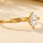 1 CT Marquise Lab Grown Diamond Nature-Inspired Ring in 14K Yellow Gold