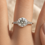 2 CT Round Lab Grown Diamond Engagement Ring with Filigree Setting in 18K White Gold