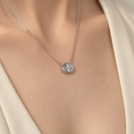 Oval Lab Grown Diamond Pendant Necklace, IGI Certified, 14K Gold