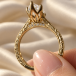 Marquise Lab Grown Diamond Ring, 3 CT Marquise Engagement Ring, Vintage Floral 14K Gold Ring, IGI Certified Diamond Ring