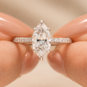 1.5 CT marquise lab grown diamond bridal set – front view
