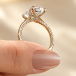 3 CT Radiant Lab Grown Diamond Engagement Ring with Twisted Pavé Band in 14K Yellow Gold