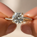Round Lab Grown Diamond Engagement Ring, 2 CT Twisted Pavé Band, IGI Certified, Silver or Gold
