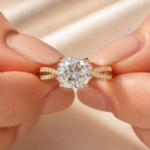 Cushion Cut Lab Grown Diamond Engagement Ring, 2 CT Pavé Band, IGI Certified