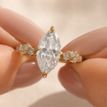 Marquise Lab Grown Diamond Engagement Ring, Hidden Halo, 2 CT, IGI Certified, 925 Silver or 10K–18K Gold