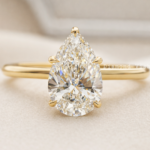 2.5 Carat Pear Lab Grown Diamond Engagement Ring with Hidden Halo