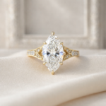 2.5 CT Marquise Lab-Grown Diamond Engagement Ring, Floral 14K Gold Band