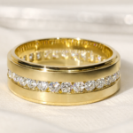 Men’s Lab Grown Diamond Wedding Band Channel Set Matte Finish 7mm in 14k Gold