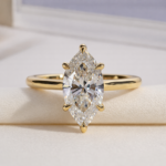 2.5 CT Marquise Lab Grown Diamond Solitaire Ring in 14K Yellow Gold