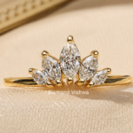 Marquise Lab Grown Diamond Ring, Crown Engagement Ring, Nature Inspired Diamond Ring, 14K Gold Promise Ring, Minimalist Bridal Ring, Anniversary Gift For Her