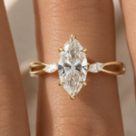 Marquise Lab Grown Diamond Engagement Ring, 3 CT Twisted Band, Silver or Gold