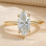 2.5 CT Marquise Lab Grown Diamond Engagement Ring, Hidden Halo, 14K Yellow Gold