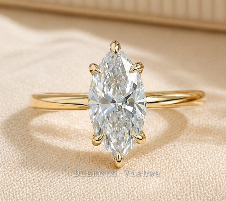 imag (8) 2.5 CT Marquise Lab Grown Diamond Engagement Ring, Hidden Halo, 14K Yellow Gold - Image 1