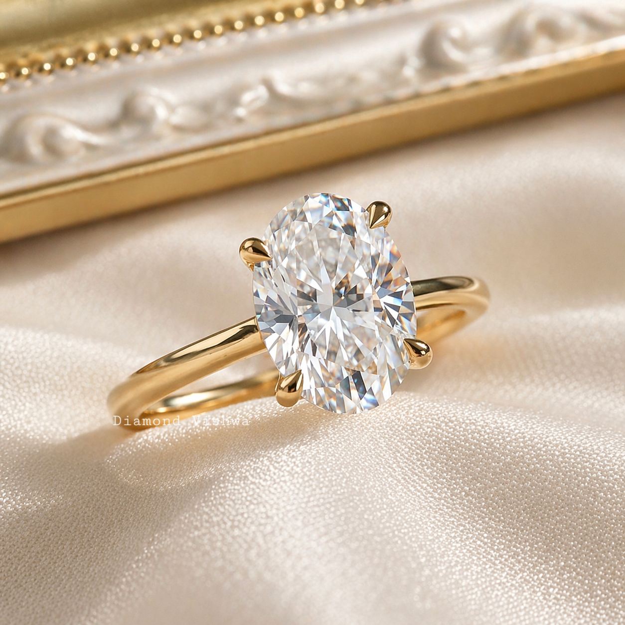 image (2) 2 CT Oval Lab Grown Diamond Solitaire Engagement Ring in 14K Yellow Gold - Image 1
